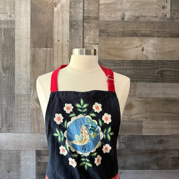 Handmade holiday apron OS Scandinavian birds Christmas trees hearts snowflakes - Picture 2 of 9